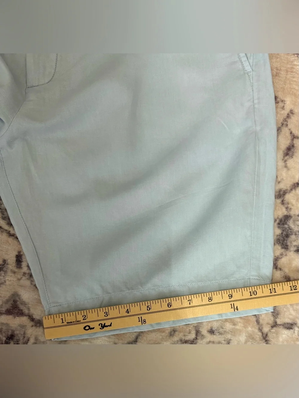 Faherty Malibu Linen & Cotton Chino Shorts  Light Blue Size 36